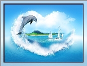 Morze, Delfin, Chmury