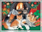 Kominek, Narodzenie, Koty, Boże