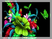 Motyle, Grafika 2D, Kwiaty