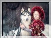 Siberian husky, Dziewczynka, Pies
