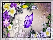 2D, Motyl, Grafika, Kwiaty