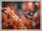 Makro, Kwiaty, Grafika AI, Fruczak gołąbek, Motyl