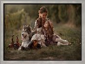 Alaskan malamute, Pies, Dziecko, Kobieta, Dziewczynka
