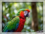 Ptak, Papuga, Zbliżenie, Ara