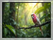 Papuga, Ptak, Różowo-biała