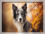 Border collie, Pożółkłe. Liście, Pies, Gałązki