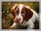 Pies, Leżący, Biało-brązowy