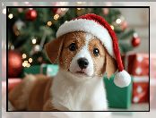 Pies, Szczeniak, Mikołaja, Czapka