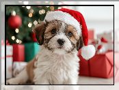 Pies, Szczeniak, Mikołaja, Czapka