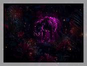 AI, Neon, Pantera, Czarna, Kolor, Magenta