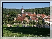 Domy, Borey, Krowy, Pastwisko, Village, Kościół