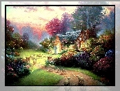 Droga, Thomas Kinkade, Dom, Owieczki