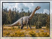 Dinozaur, Brachiozaur, Grafika, Drzewa