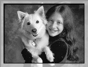 Pies, Dziecko, Fotografia, Dziewczyna