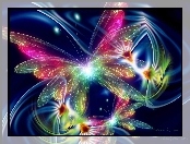 Fractalius, Kwiaty, Poświata, Grafika, Motyl