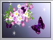 Grafika 2D, Kwiaty, Motyle