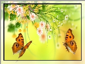 Grafika 2D, Motyle, Kwiaty