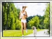 Jogging, Piesek, Bieg, Dziewczyna