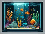 Grafika, Rybki, Akwarium, Kolorowe, Roślinki, Koralowce
