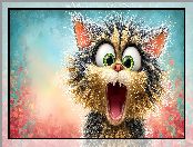 Grafika AI, Zdziwiony, Kot