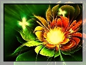 Kolorowy, Kwiat, Fractalius, Motyle