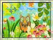 Kwiaty, Grafika 2D, Sowa