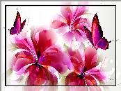 Art, Kwiaty, Motyle