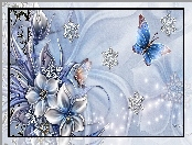 Art, Kwiaty, Motyle