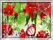Motyl, Czerwone, Art, Serce, Tulipany, Flakonik
