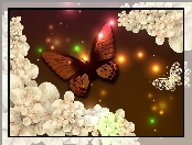 Światełka, Motyl, Kwiaty