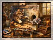 Obraz, Kot, 4D, Mysz