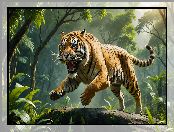 Tygrys, Skok, Paszcza, Otwarta