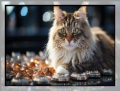 Kot, Szaro-biały, Puszysty