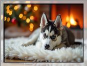 Siberian husky, Pokój, Światła, Szczeniak, Grafika AI, Pies, Mordka