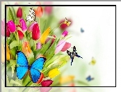Tekstura, Tulipany, Motyle