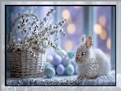 Jajka, Biały, Królik, Bazie, Grafika AI, Koszyk, Wielkanoc