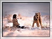 Zima, Terrier walijski, Śnieg, Dziecko