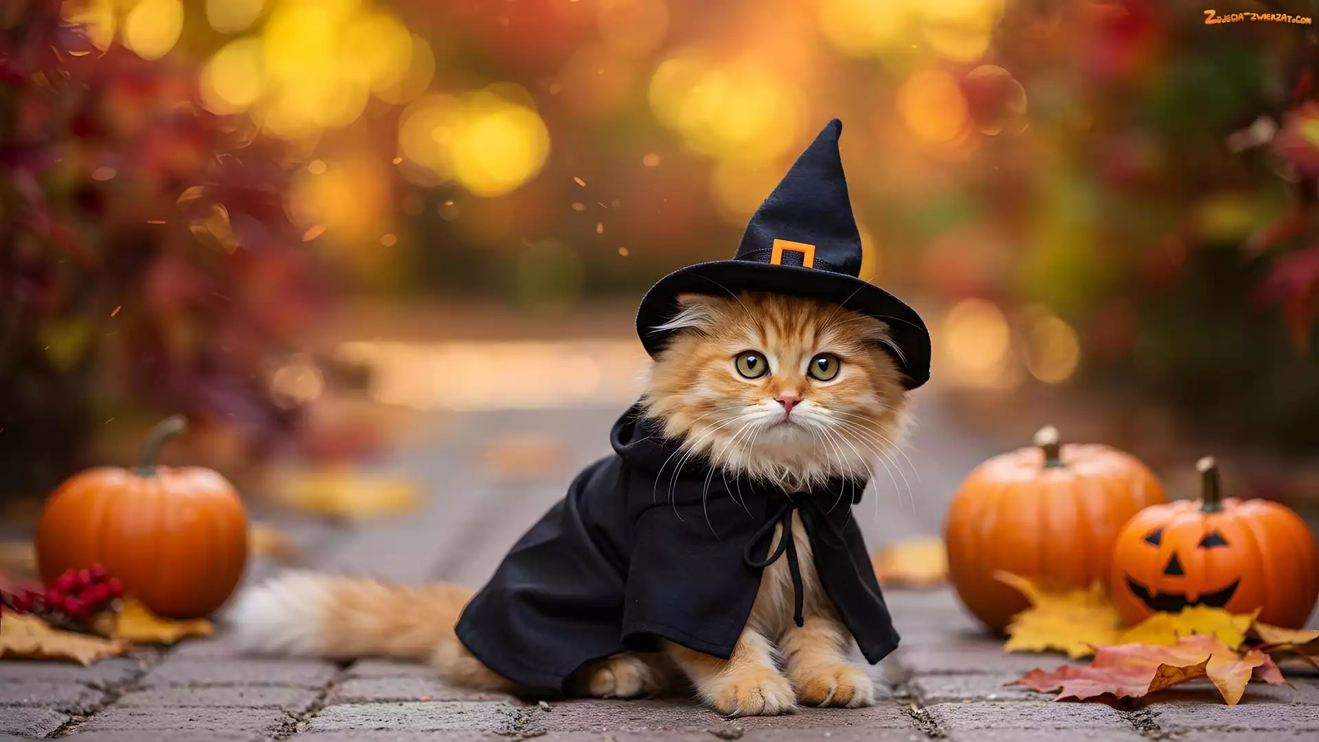 Halloween, Dynie, Grafika AI, Kot, Kapelusz