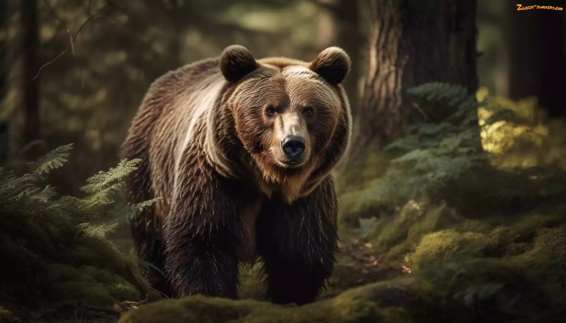 Niedźwiedź brunatny, Grizzly, Drzewa, Las