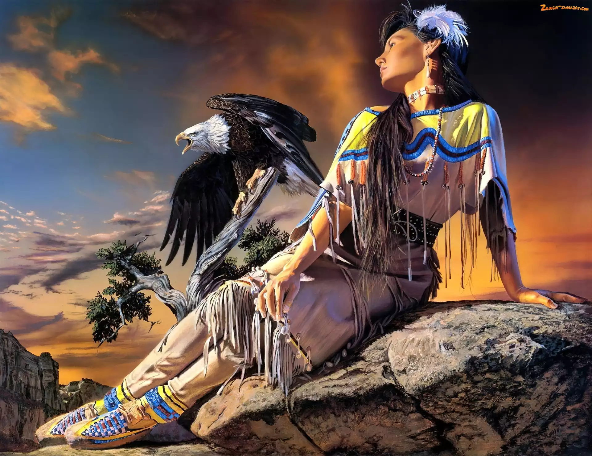 Fantasy, Bielik amerykański, Indianka, Kobieta