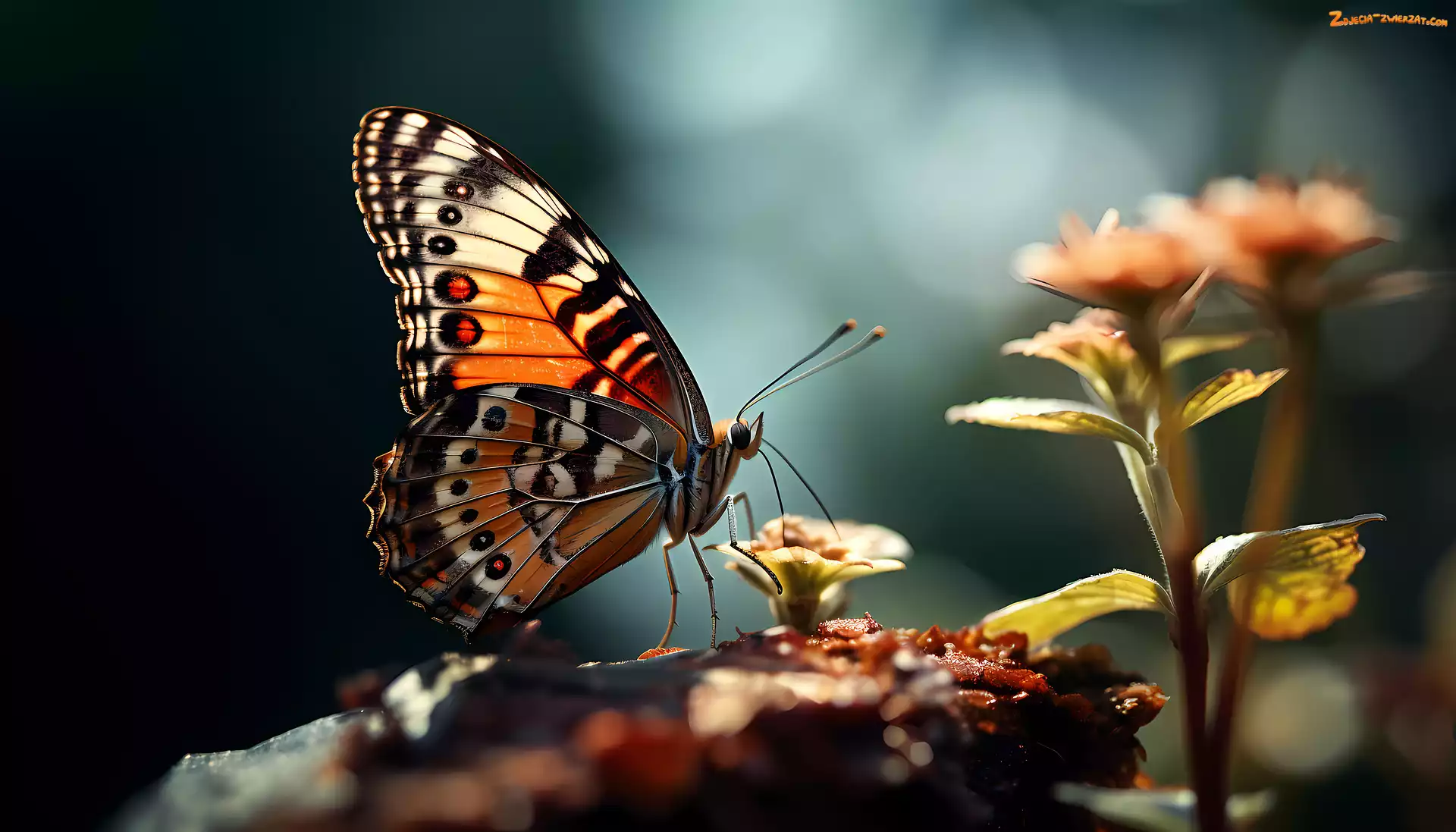 Grafika, Motyl, Kwiat