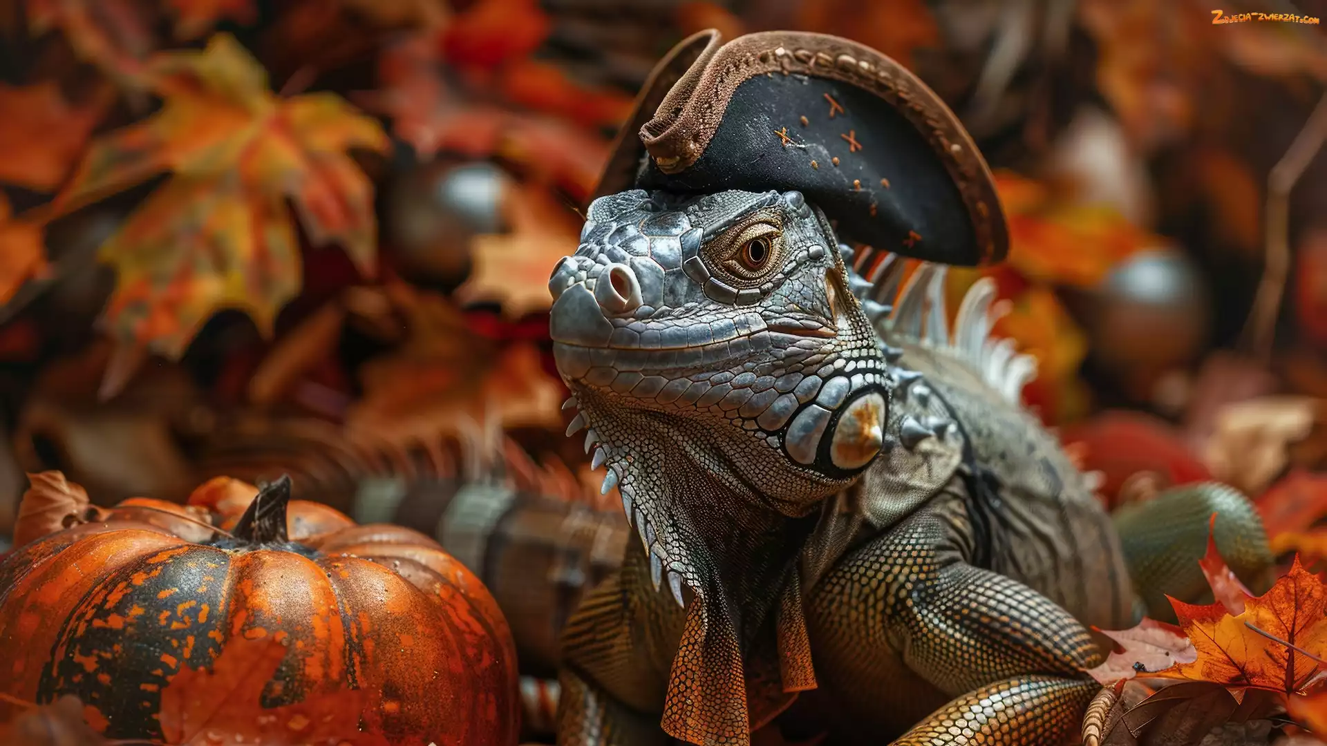 AI, Halloween, Legwan, Kapelusz, Dynie, Grafika
