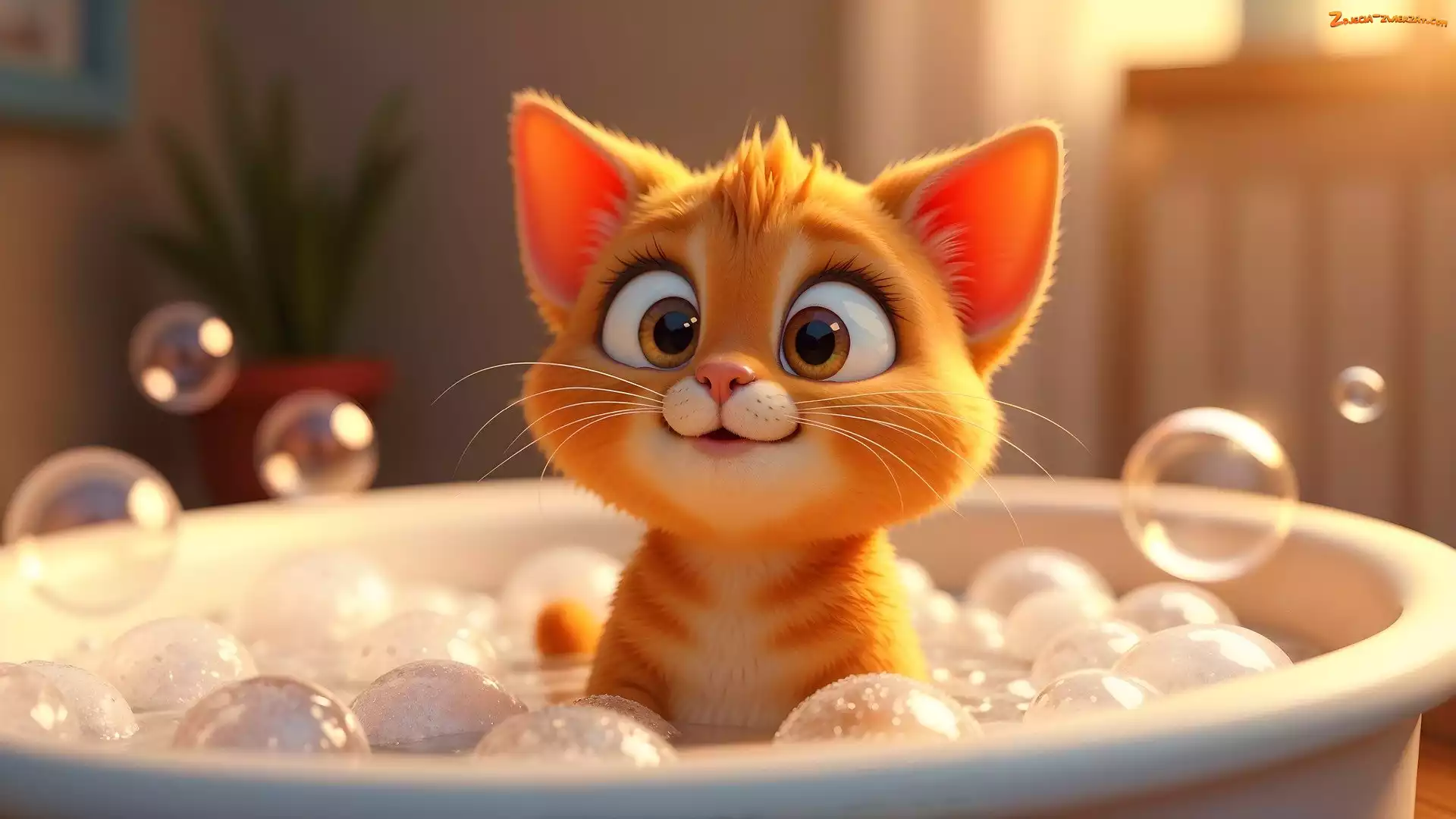 Rudy, Kot, Grafika, Kąpiel