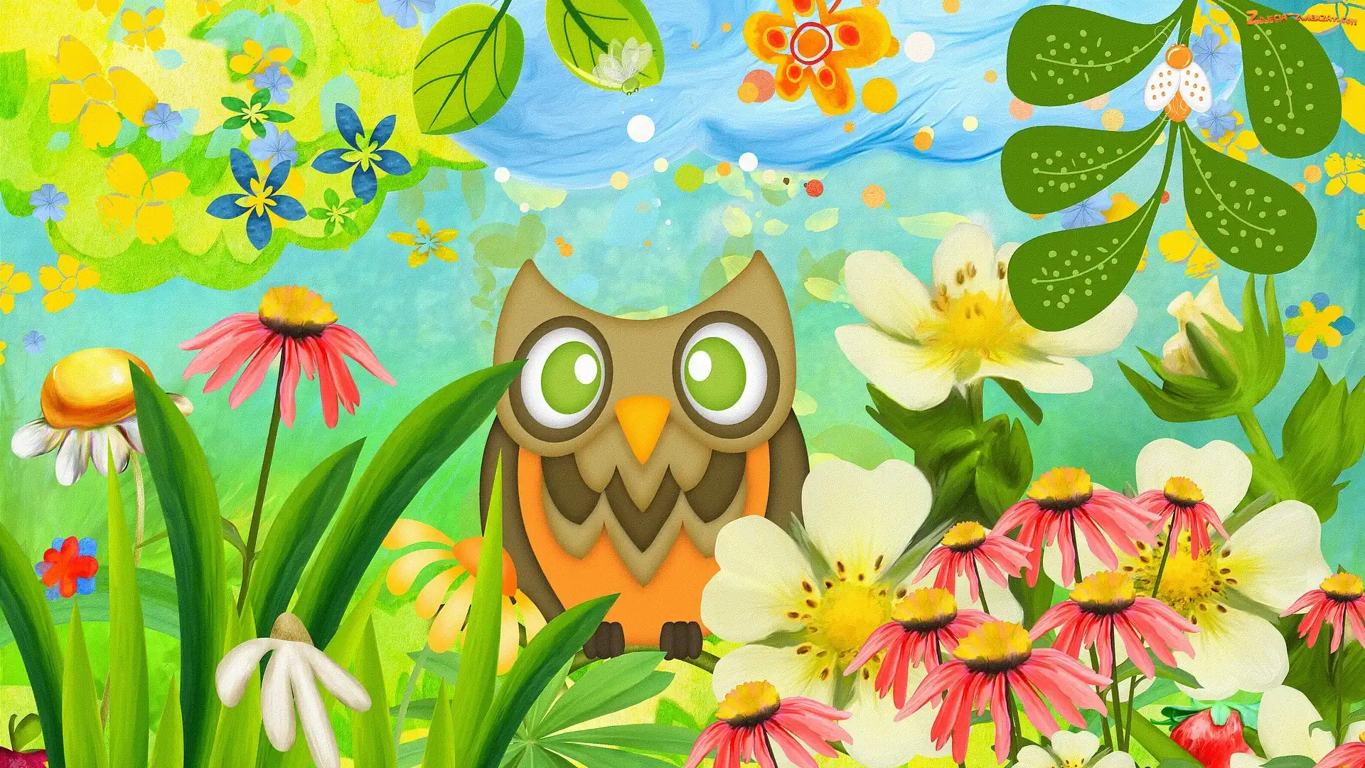 Kwiaty, Grafika 2D, Sowa