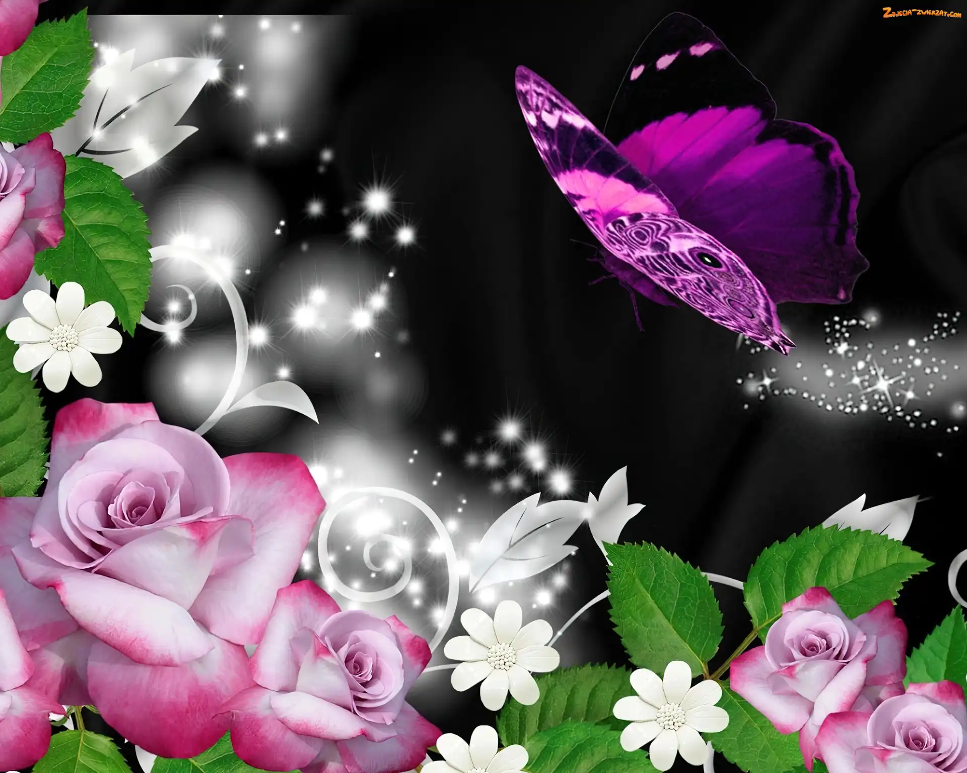 Art, Kwiaty, Motyl