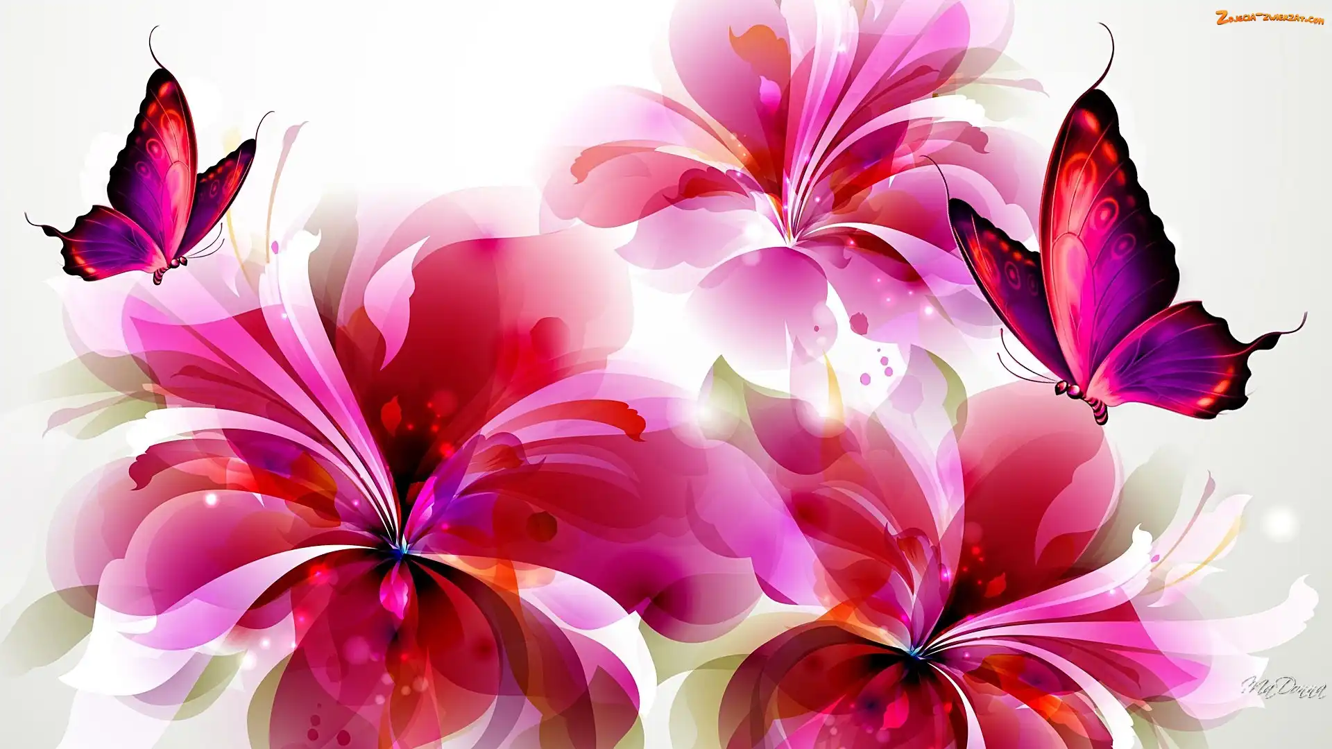 Art, Kwiaty, Motyle