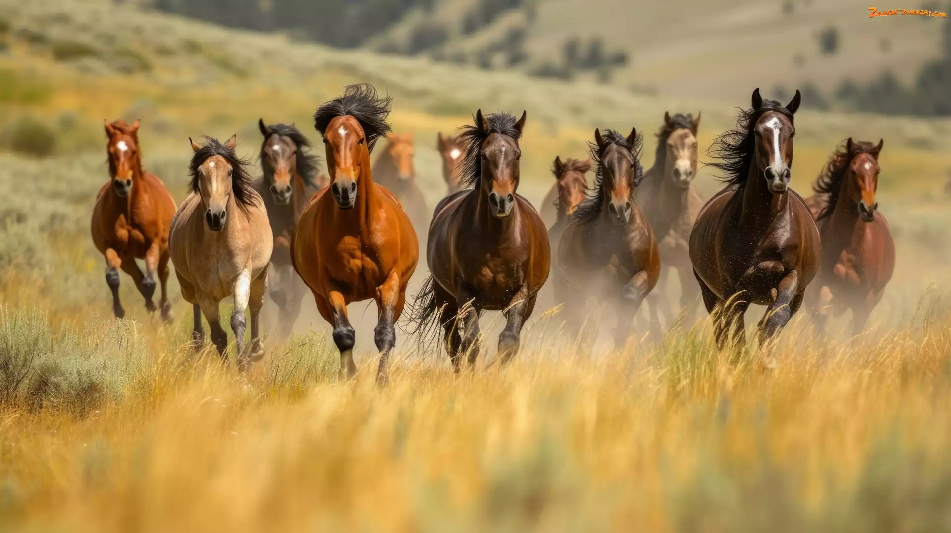 Konie, Galop, AI, Trawa